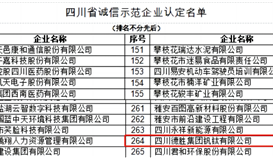 乐橙游戏官网钒钛上榜2023四川省诚信示范企业